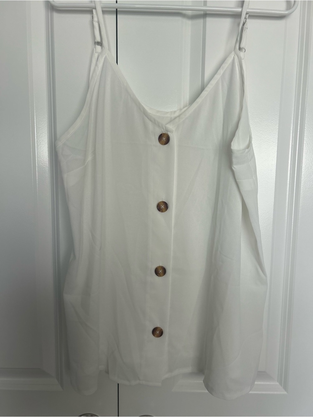 NEVER WORN White Button-Front Spaghetti Strap Tank